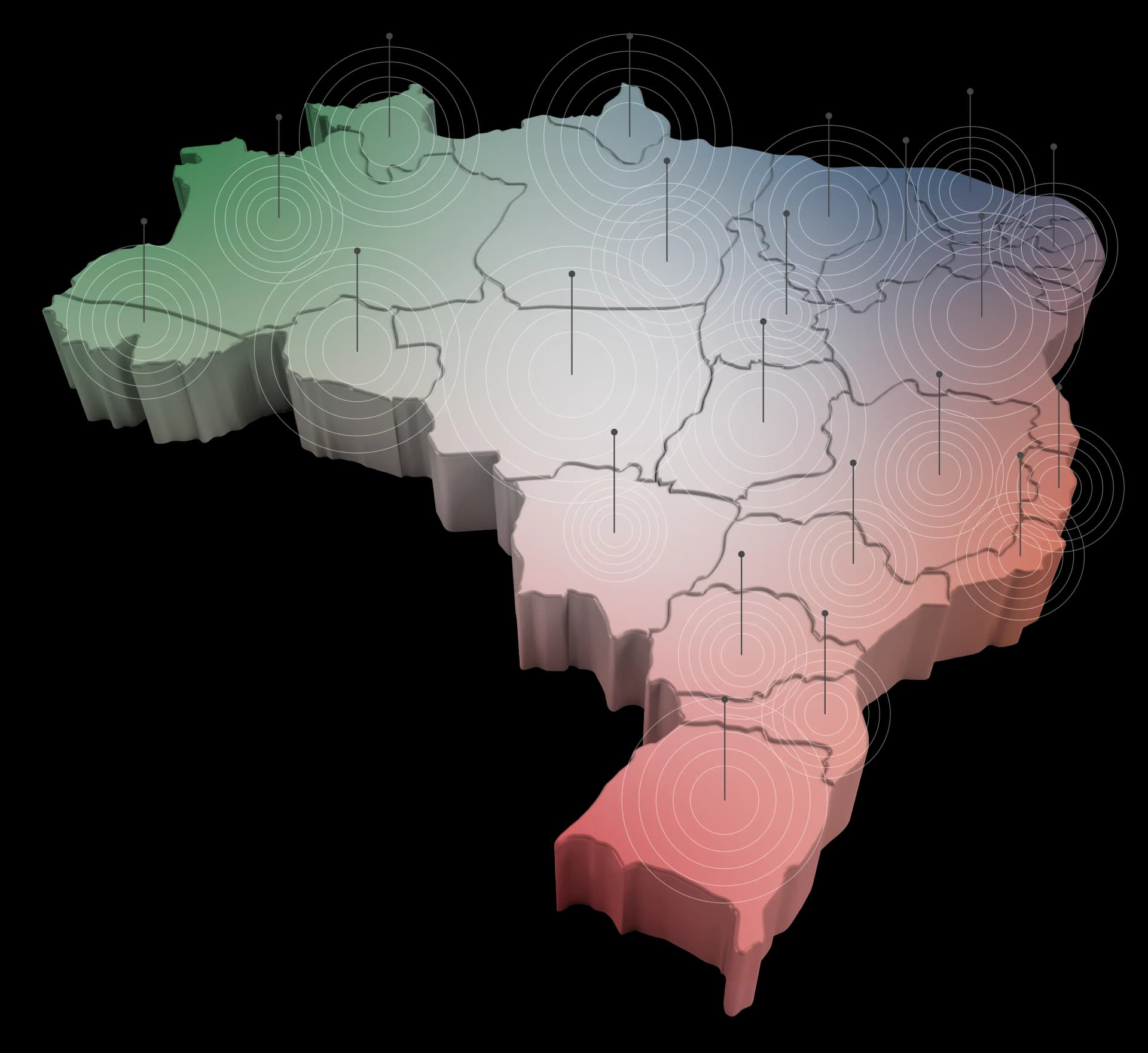 Mapa do Brasil destacando a atuação nacional do Grupo Azimute